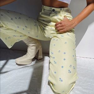 Princess polly ivy floral straight leg jeans yellow